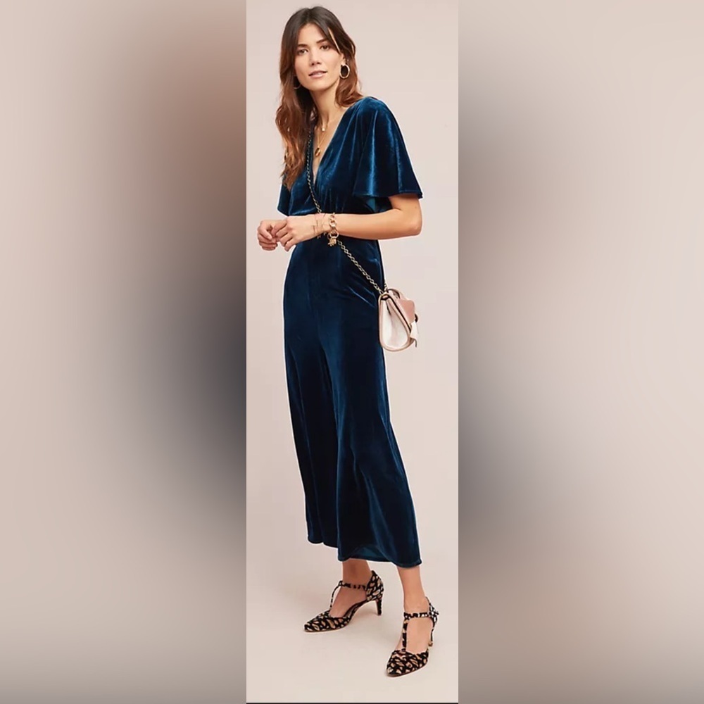 Women's Greylin Luna Blue Velvet Jumpsuit (Holly's Personal Collection)